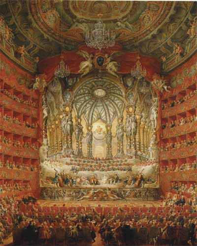 G.P. Pannini, Festa al Teatro Argentina di Roma per le nozze del Delfino di Francia (particolare), Parigi, Museo del Louvre