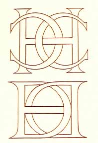 Schemi di monogrammi intrecciati di Enrico II e Caterina de Medici (in alto) e di Enrico II e diana di Poitiers (in basso)
